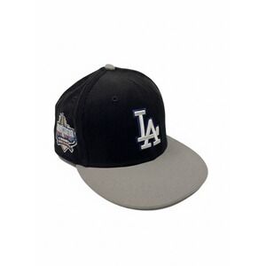 Vintage New Era Dodgers Corduroy Black 2Tone Fitted Hat 02'40th Anniversary7 3/8
